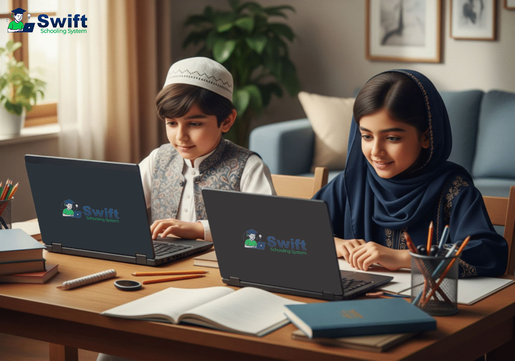 Child learning Nazra, Tajweed, and Islamic manners online from Qari teachers at Swift Schooling System, the best online school in Pakistan